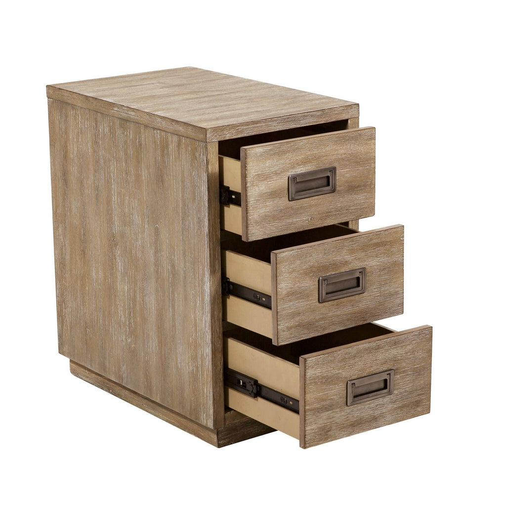 Acacia Wood Three Drawer Side Table Q69606