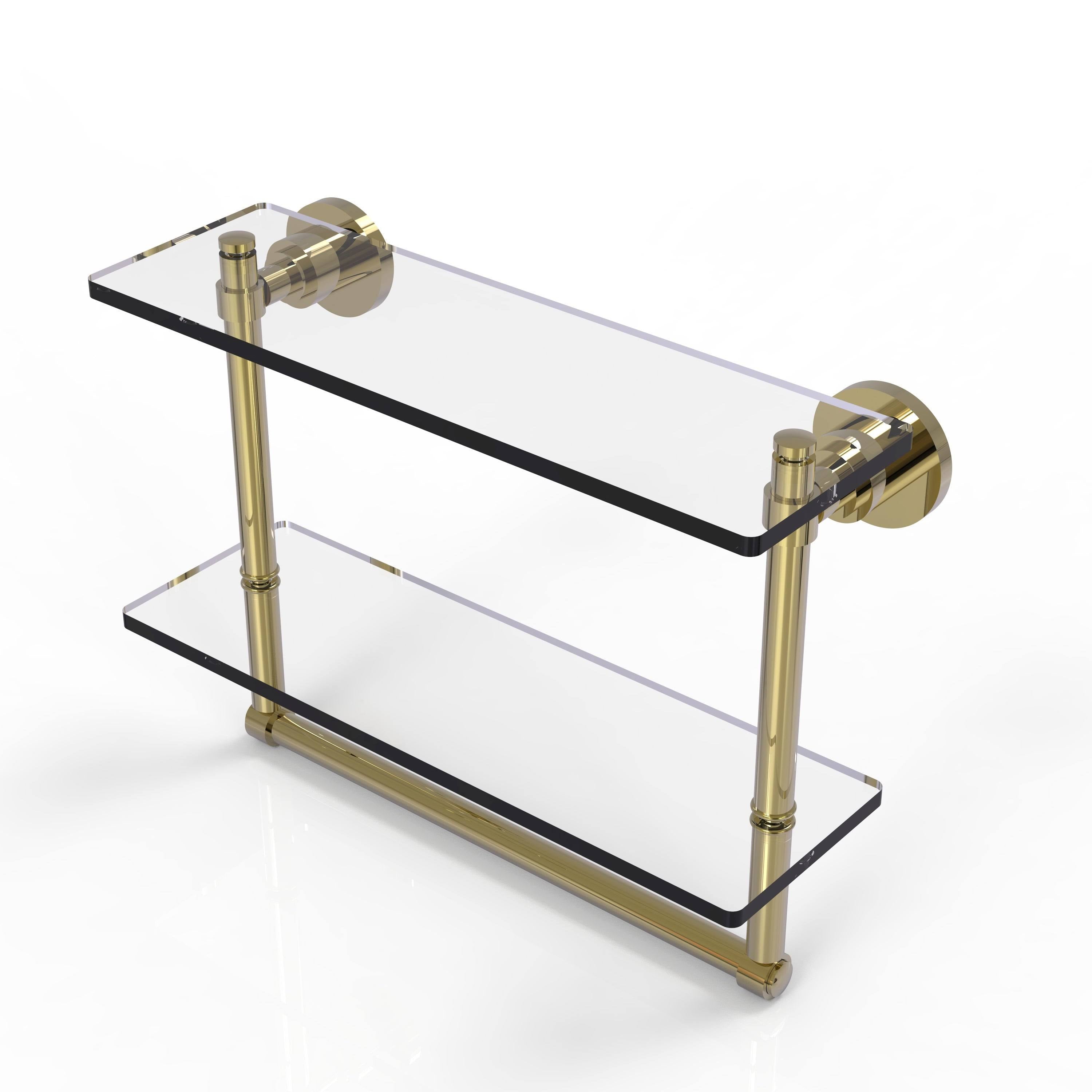 22 inch Two Tiered Glass Shelf with Integrated Towel Bar M435