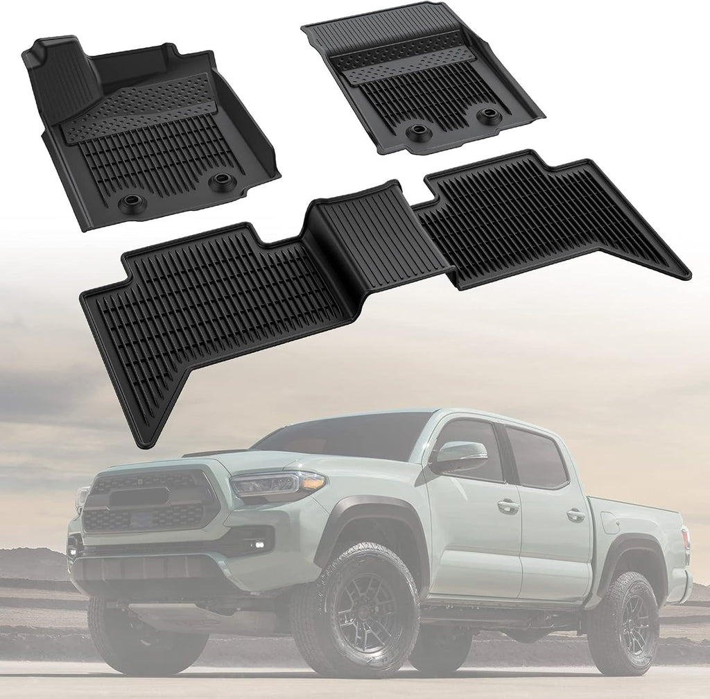 Black All-Weather Heavy Duty TPE Rubber Floor Mats Liners J450