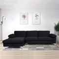 Black Velvet L-Shaped Sectional Sofa Chaise A8696