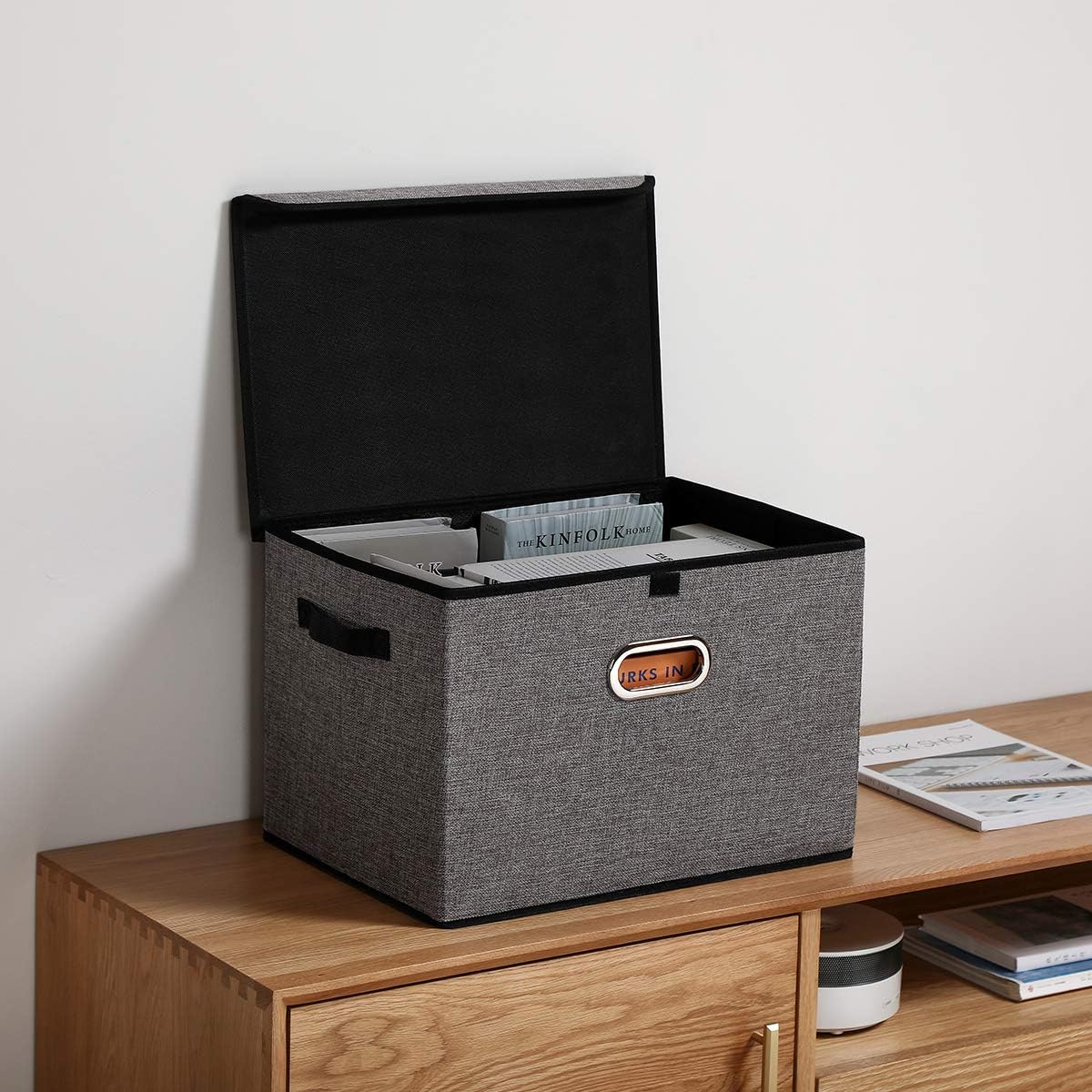Collapsible Storage Boxes with Lids, Fabric Foldable Storage Container, Pack of 2 T2355