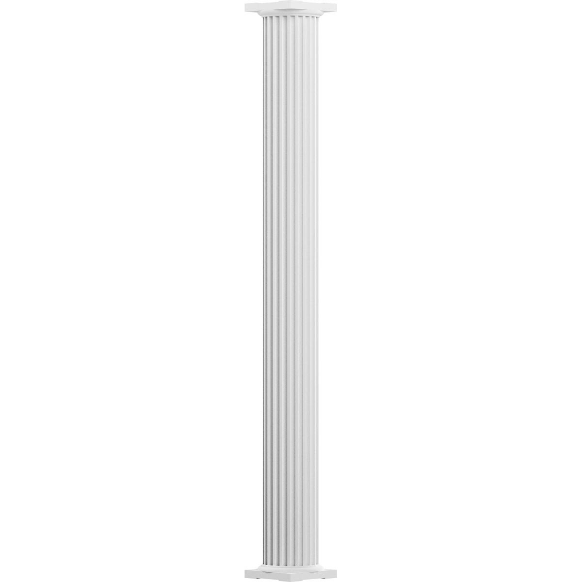 8x22 x 10& Endura-Aluminum Column, Round Shaft, Non-Tapered, Fluted, Primed, Ready for Paint w/ Cap N497