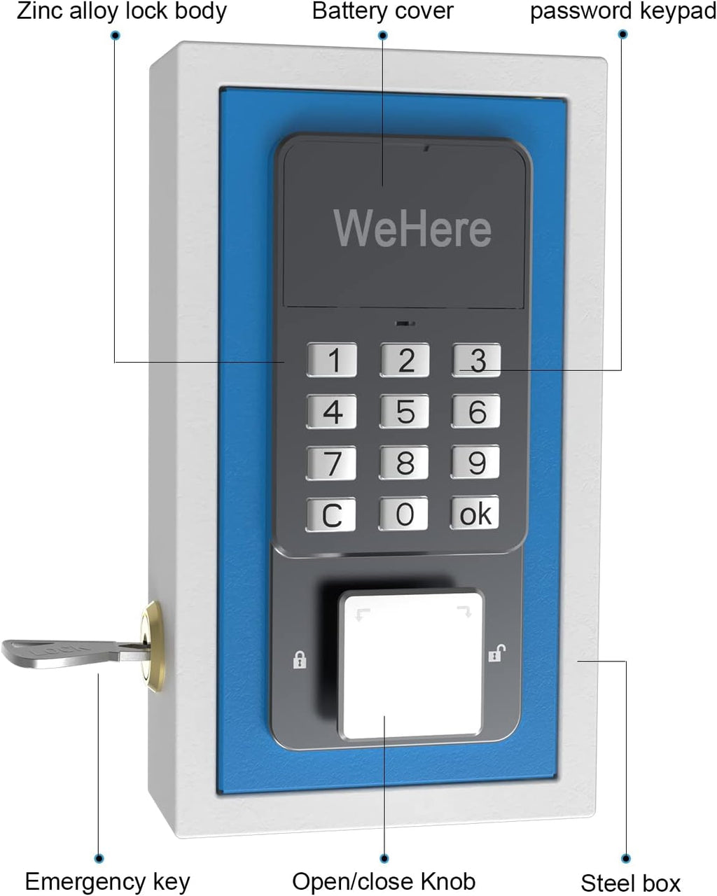 Key Lock Box, Metal Digital Combination Lock Box, Wall Mount, Pack of 2 B78898