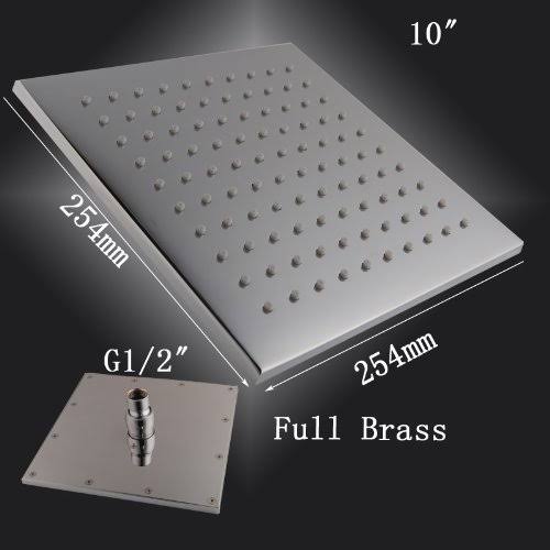 10 inch Ceiling Mount Square Rainfall LED Shower Head Stainless Steel with Chrome Finish L3274