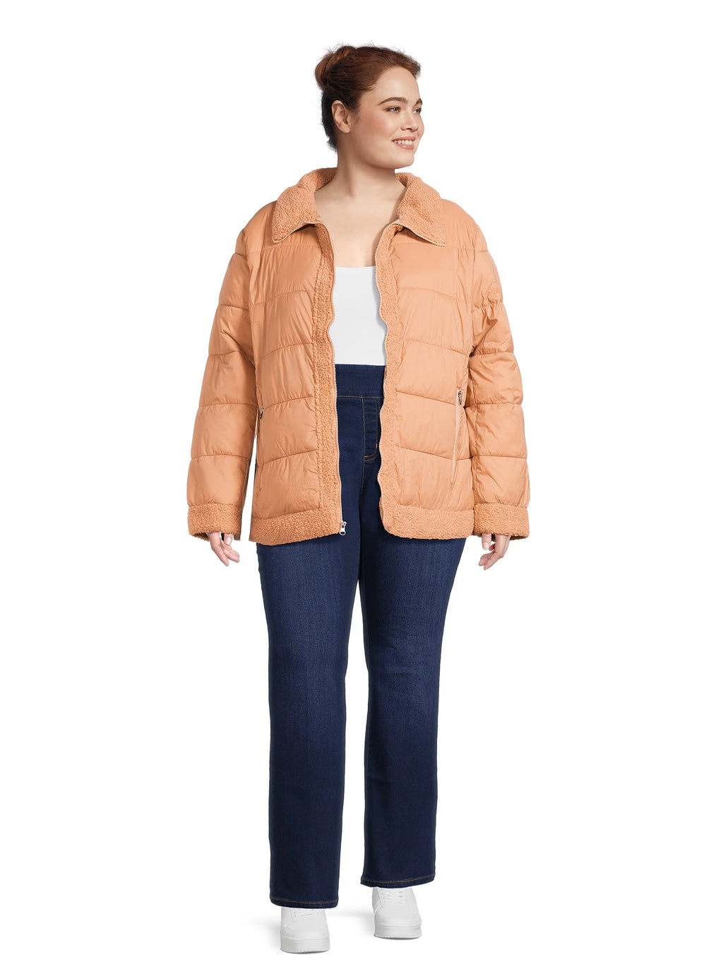 Faux Shearling Puffer Jacket R403