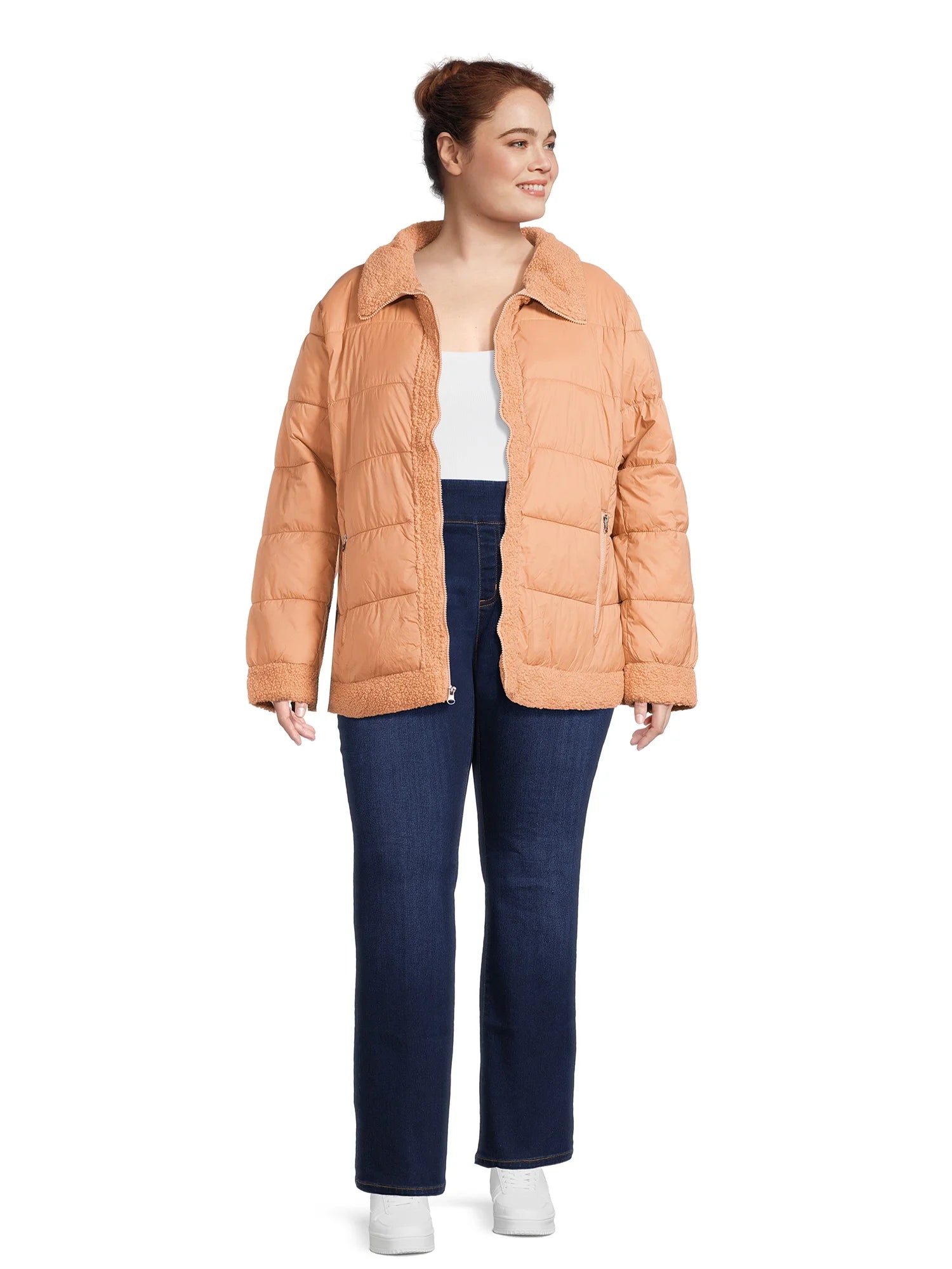 Faux Shearling Puffer Jacket R403