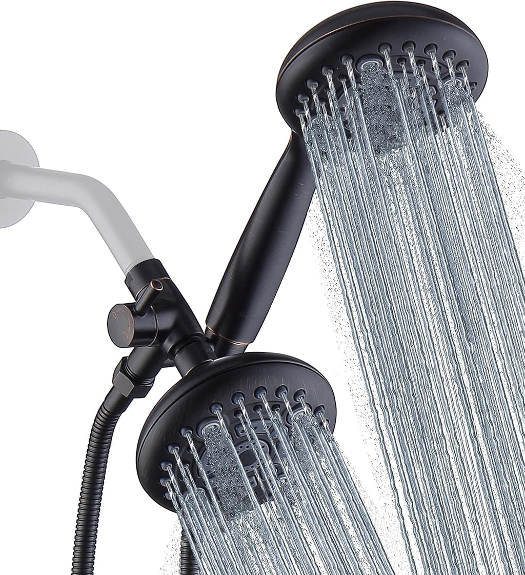 High Pressure Dual Shower Head Combo with 72 Inches Stainless Steel Hose, 3-Way Brass Diverter, Brushed Nickel, Pack of 2 B758383