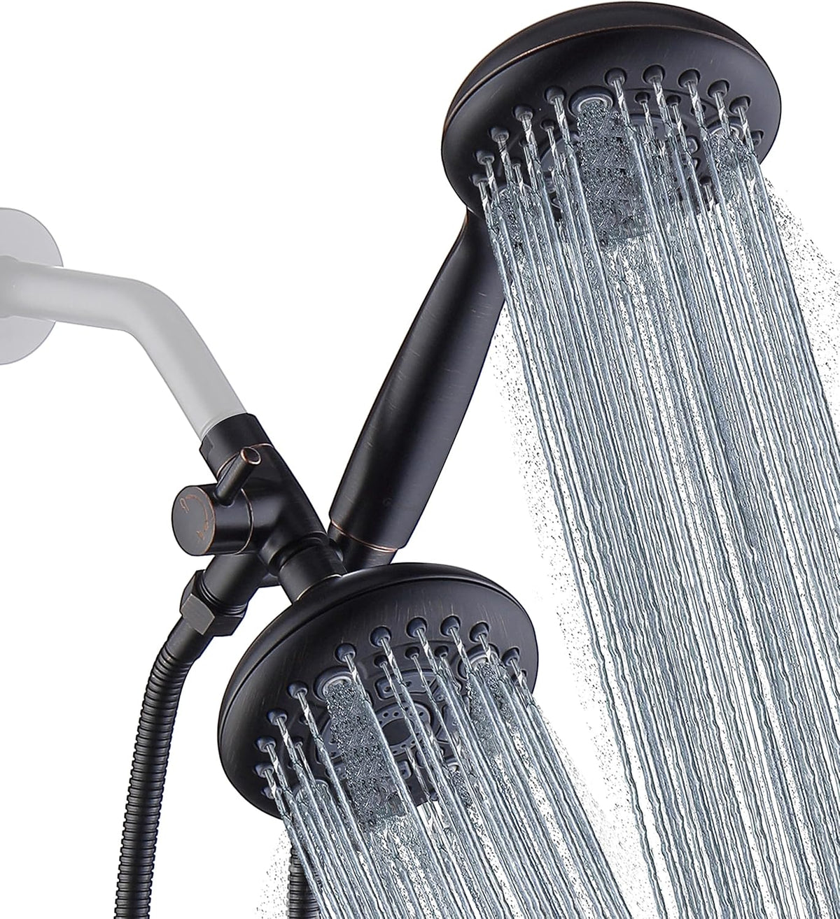 High Pressure Dual Shower Head Combo with 72 Inches Stainless Steel Hose, 3-Way Brass Diverter, Brushed Nickel, Pack of 2 B758383