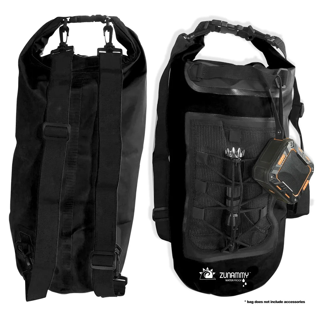 10L Waterproof Dry Bag With Mesh Pocket And Handle - Black J1850