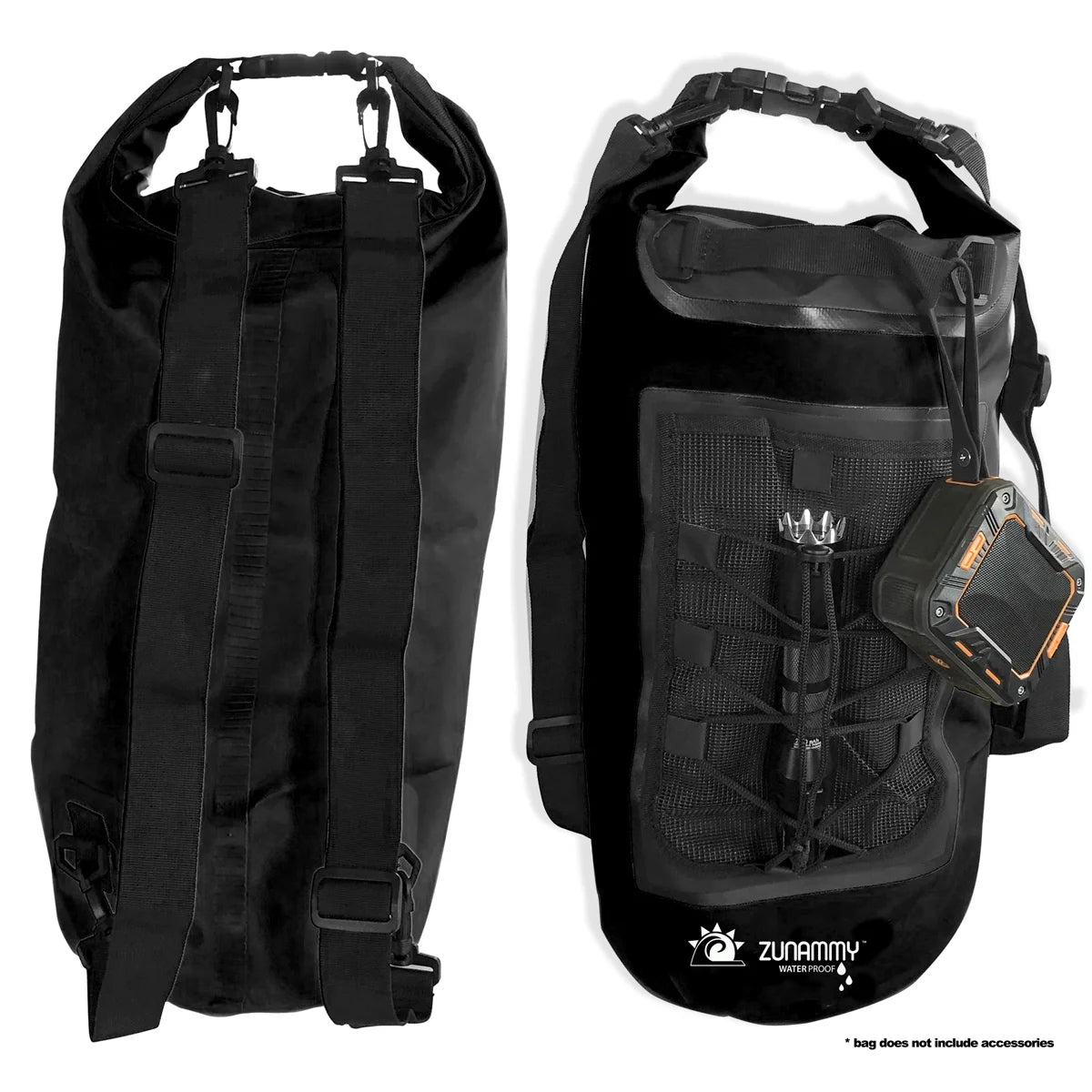 10L Waterproof Dry Bag With Mesh Pocket And Handle - Black J1850