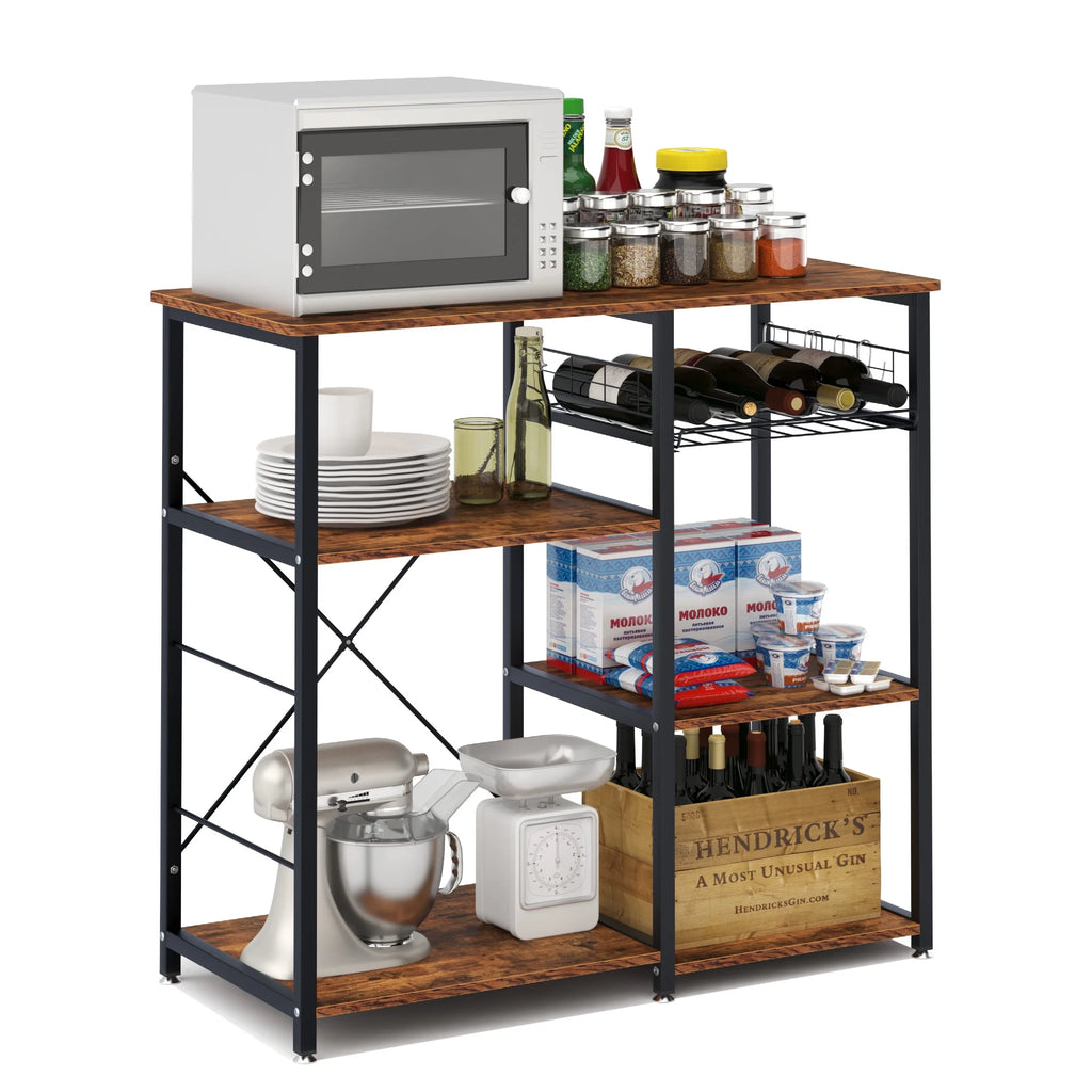 Vintage Brown 3-Tier Baker's Rack with Storage J376770