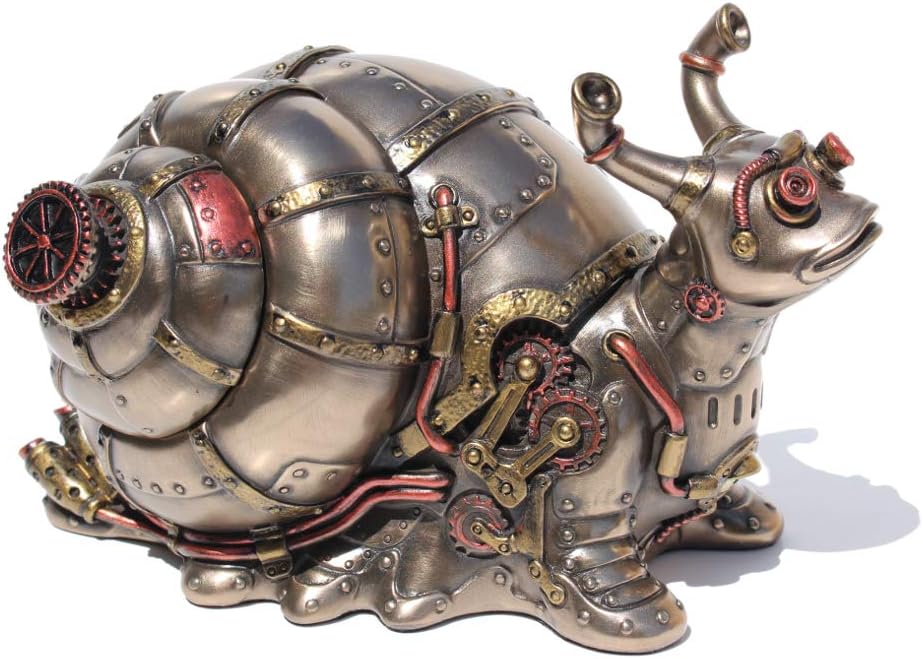 Steampunk Giant Land Snail Trinket Box Cold Cast Resin Antique Bronze Finish G836553