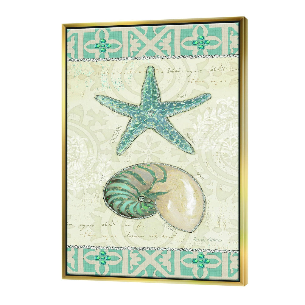 Nautical Coastal Framed Canvas - 34 in. Wide x 44 in. High - Gold B49095