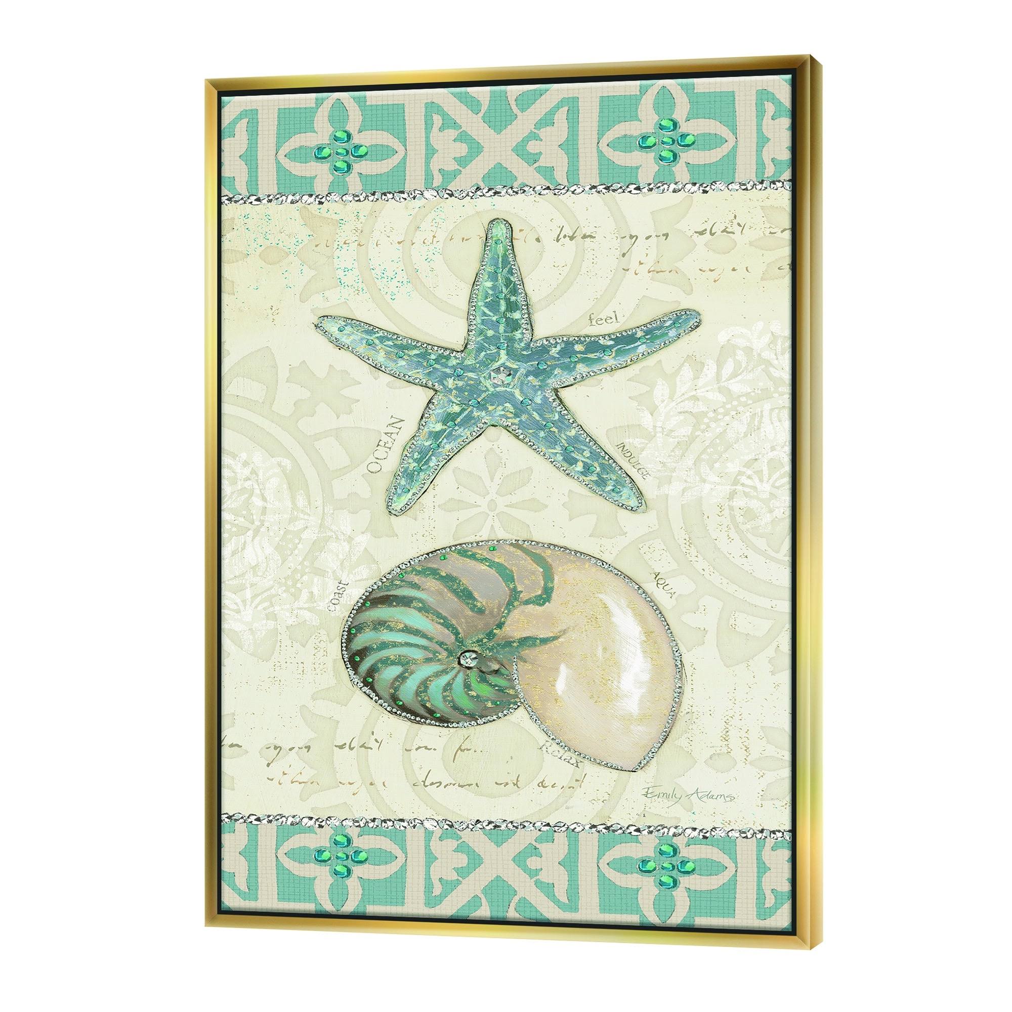 Nautical Coastal Framed Canvas - 34 in. Wide x 44 in. High - Gold B49095
