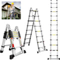 16.5FT Aluminum Telescoping Ladder with Stabilizer Bar & Wheels R68836
