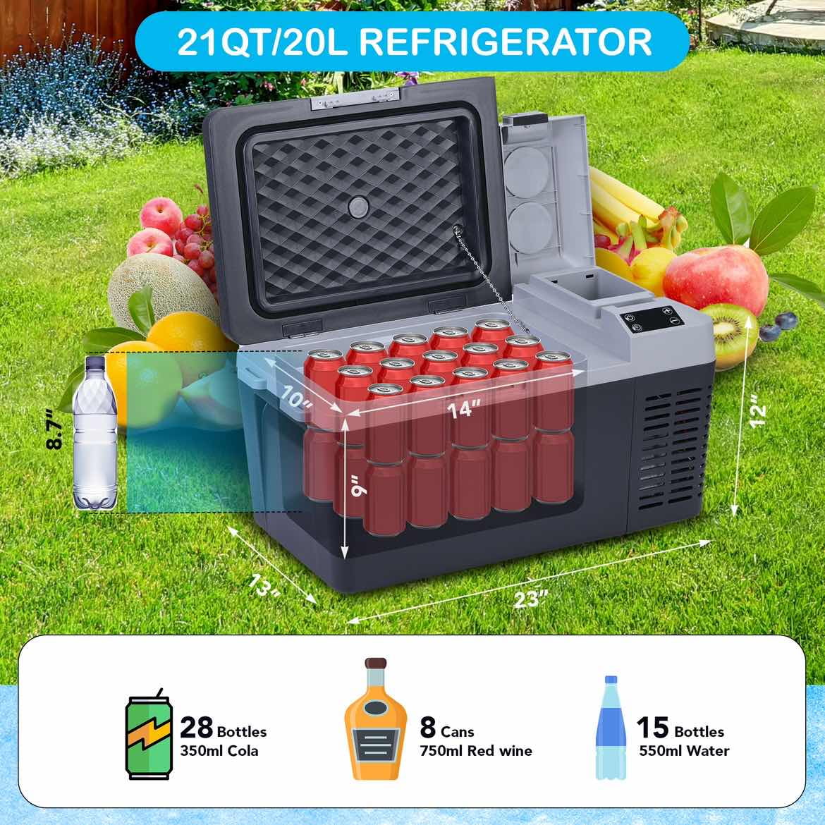 12 Volt 21 Quart Car Refrigerator Electric Cooler J949745