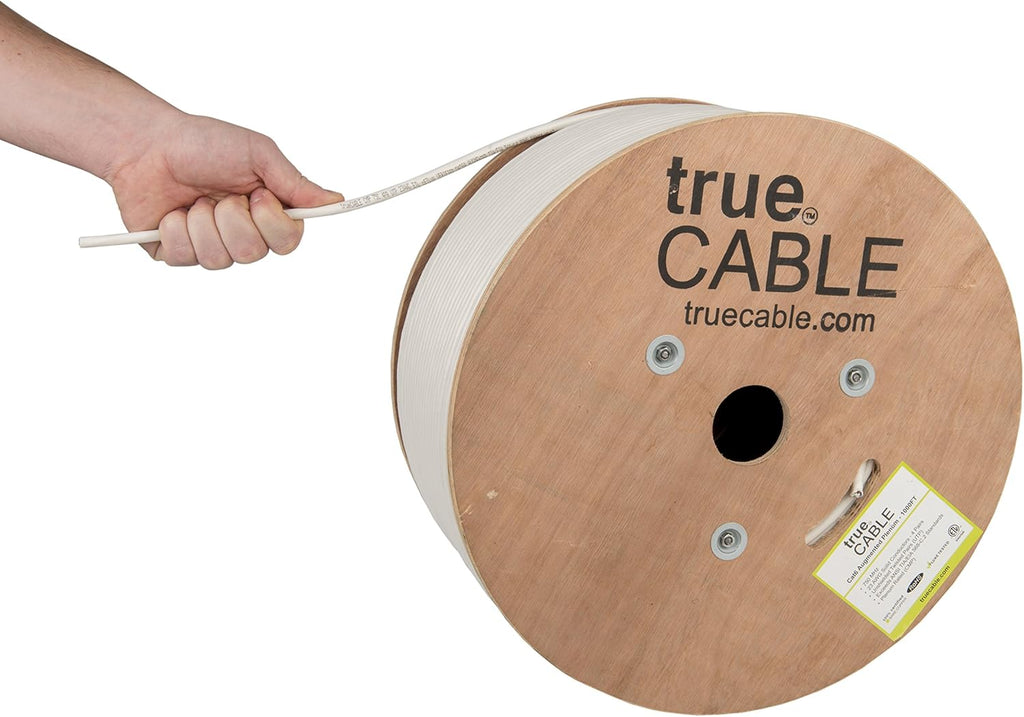 Cat6A Plenum Bulk Ethernet Cable, 1000ft, White, 23AWG 4 Pair Solid Bare Copper, UTP I80932