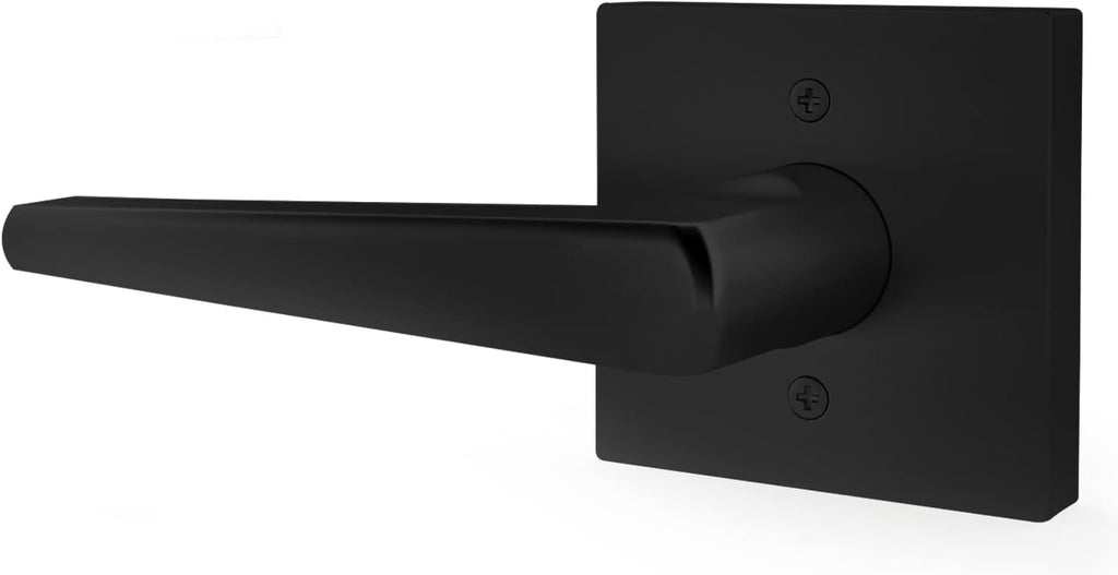Satin Brass Square Lever Door Handle and Deadbolt Lock Combo Pack of 2 P8776