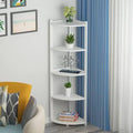 White 5-Shelf Corner Bookcase Z2337