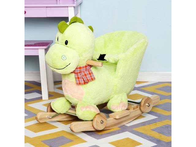 2-in-1 Plush Dinosaur Kids Ride on Cart Rocking Horse Toy V243