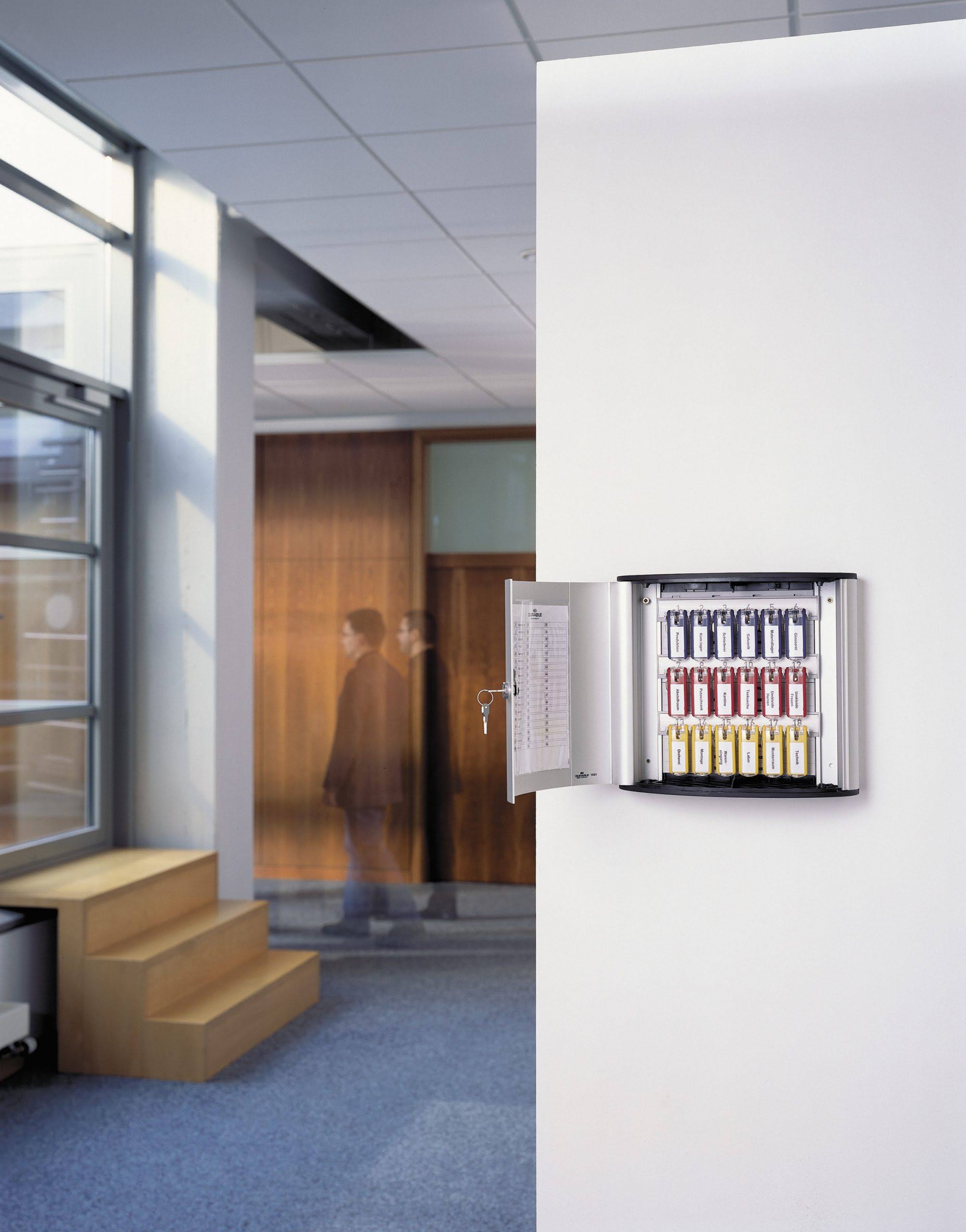 Locking Key Cabinet, 54-Key, Brushed Aluminum, Silver G621