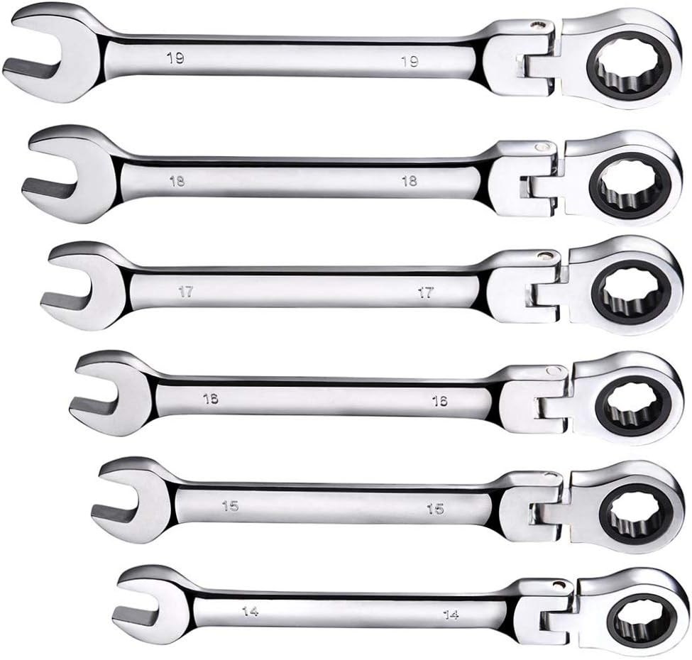 12pc 8-19mm Metric Flexible Head Ratcheting Wrench Combination Spanner Tool Set F692