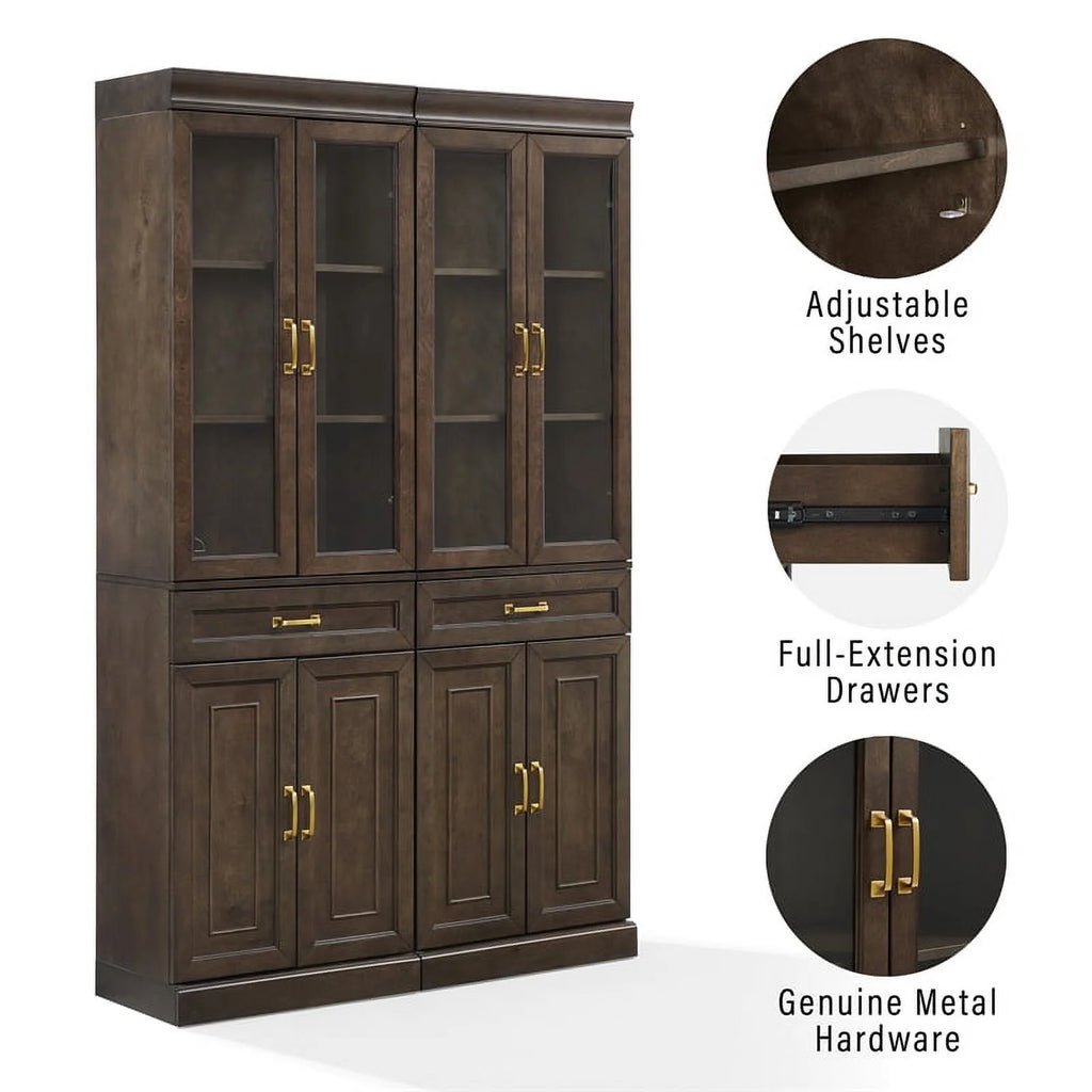 Coffee Wood Kitchen Storage Pantry Set of 2 P139
