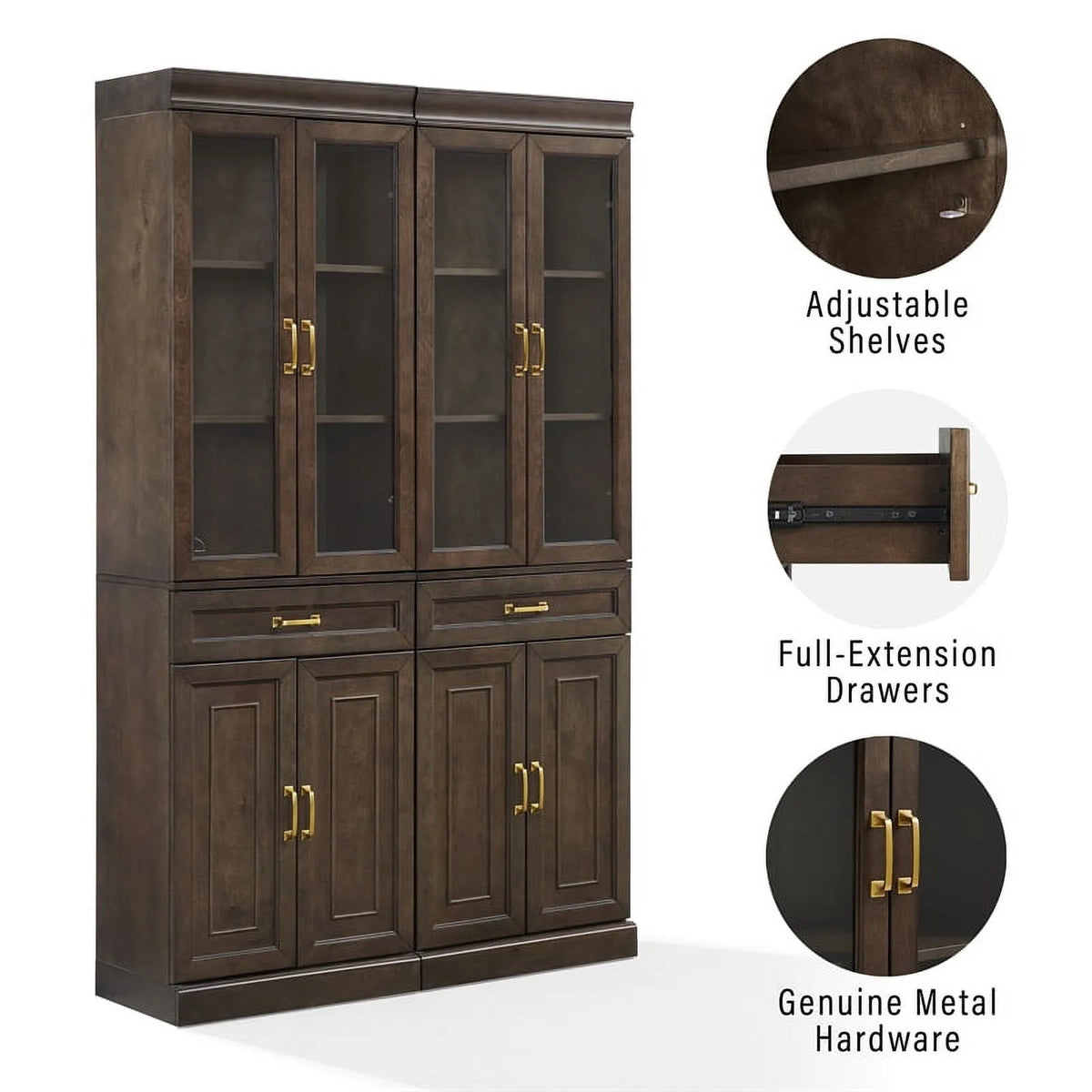 Coffee Wood Kitchen Storage Pantry Set of 2 P139