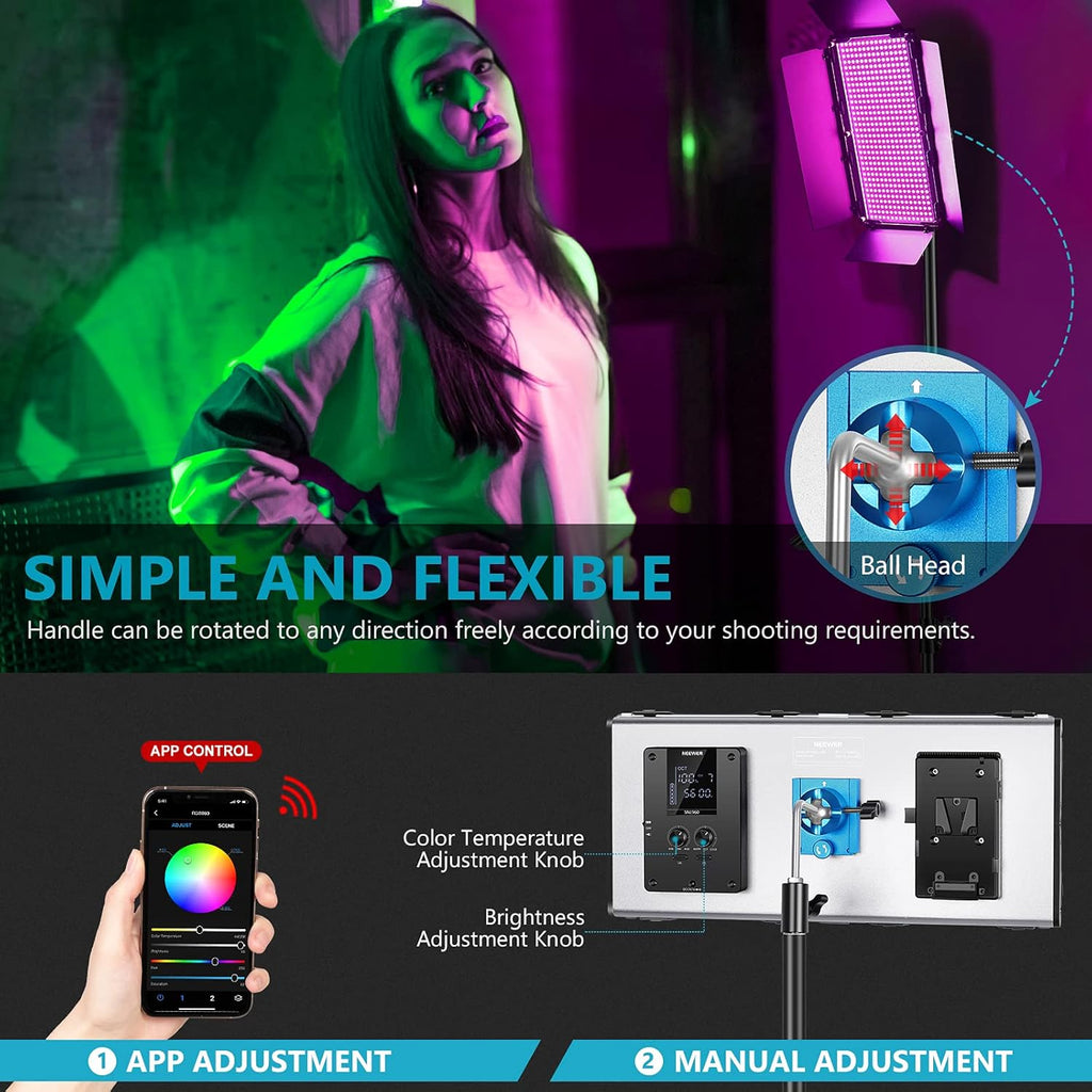 960 RGB LED Light with LCD Screen and Barndoor F62182