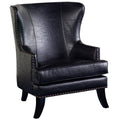 Black Crackle Leather Accent Chair with Nailhead Z49719