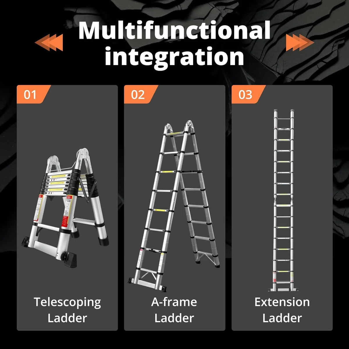 16.5FT Aluminum Telescoping Ladder with Stabilizer Bar & Wheels R68836