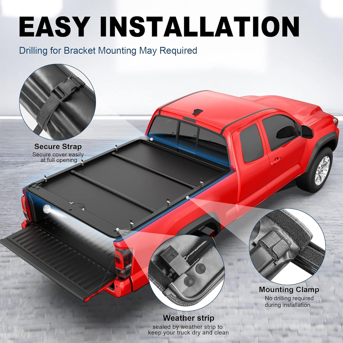 Roll-Up Soft Vinyl Truck Bed Tonneau Cover for 6 FT Fleetside Cargo Bed Y668616