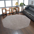 Hand Knotted Wool Area Rug, 8'x8', Octagon, Beige Y95192