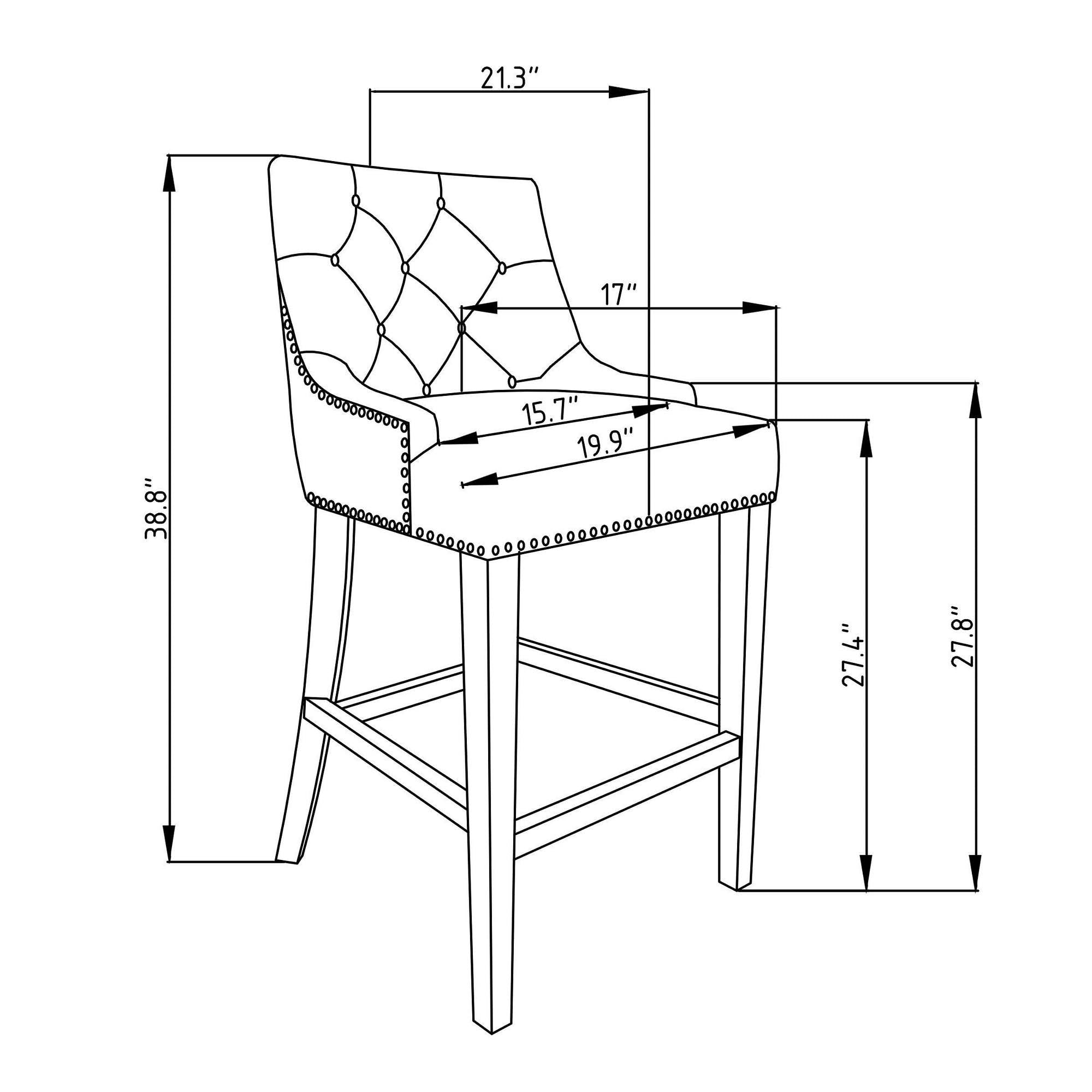 Black Velvet Nailhead Counter Stool Chair R95738