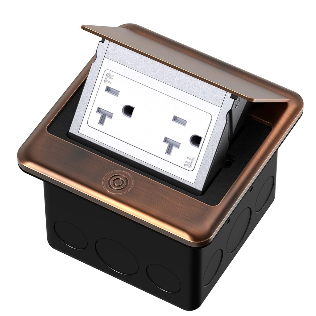 Pop Up Floor Electrical Outlet with 20 Amp Stainless Steel GFCI Tamper Receptacle S203