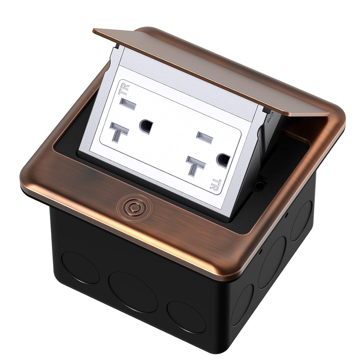 Pop Up Floor Electrical Outlet with 20 Amp Stainless Steel GFCI Tamper Receptacle S203