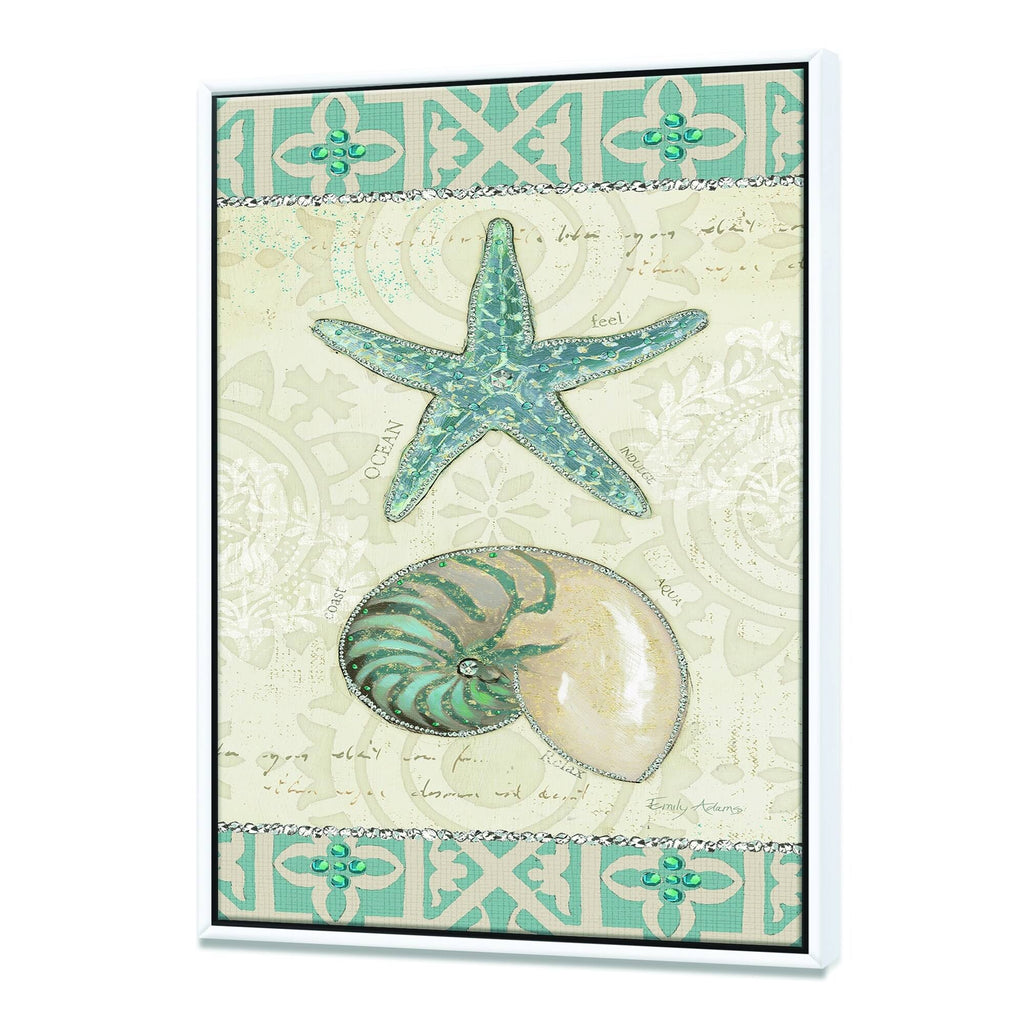 Nautical Coastal Framed Canvas - 34 in. Wide x 44 in. High - Gold B49095