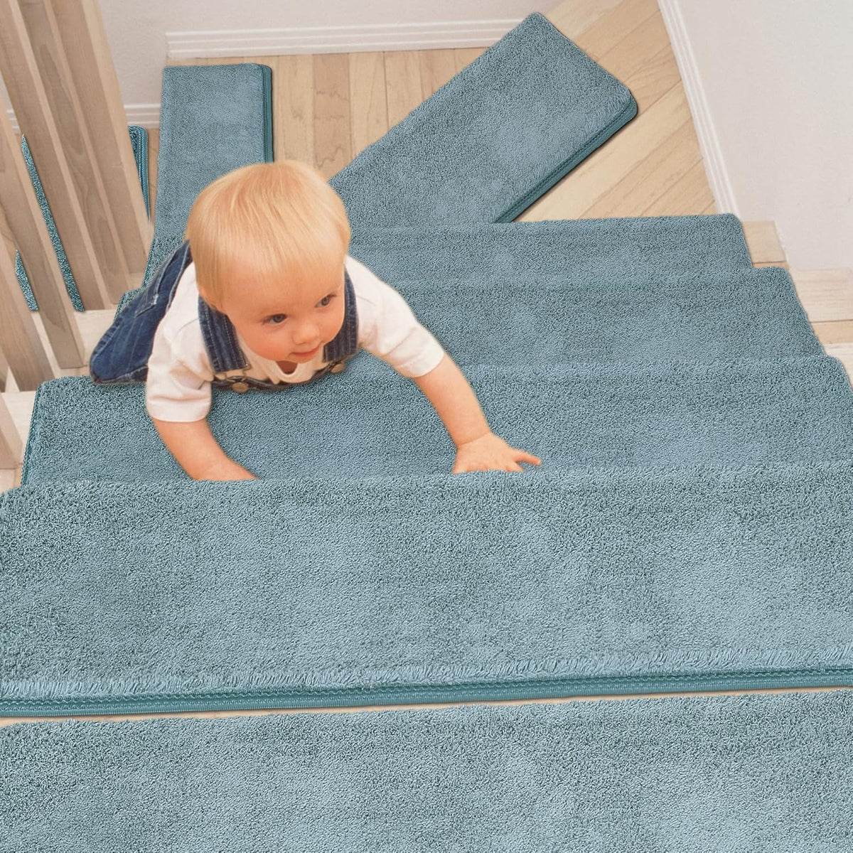 Dark Grey Non-Slip Self Adhesive Carpet Stair Treads Set of 14 A396