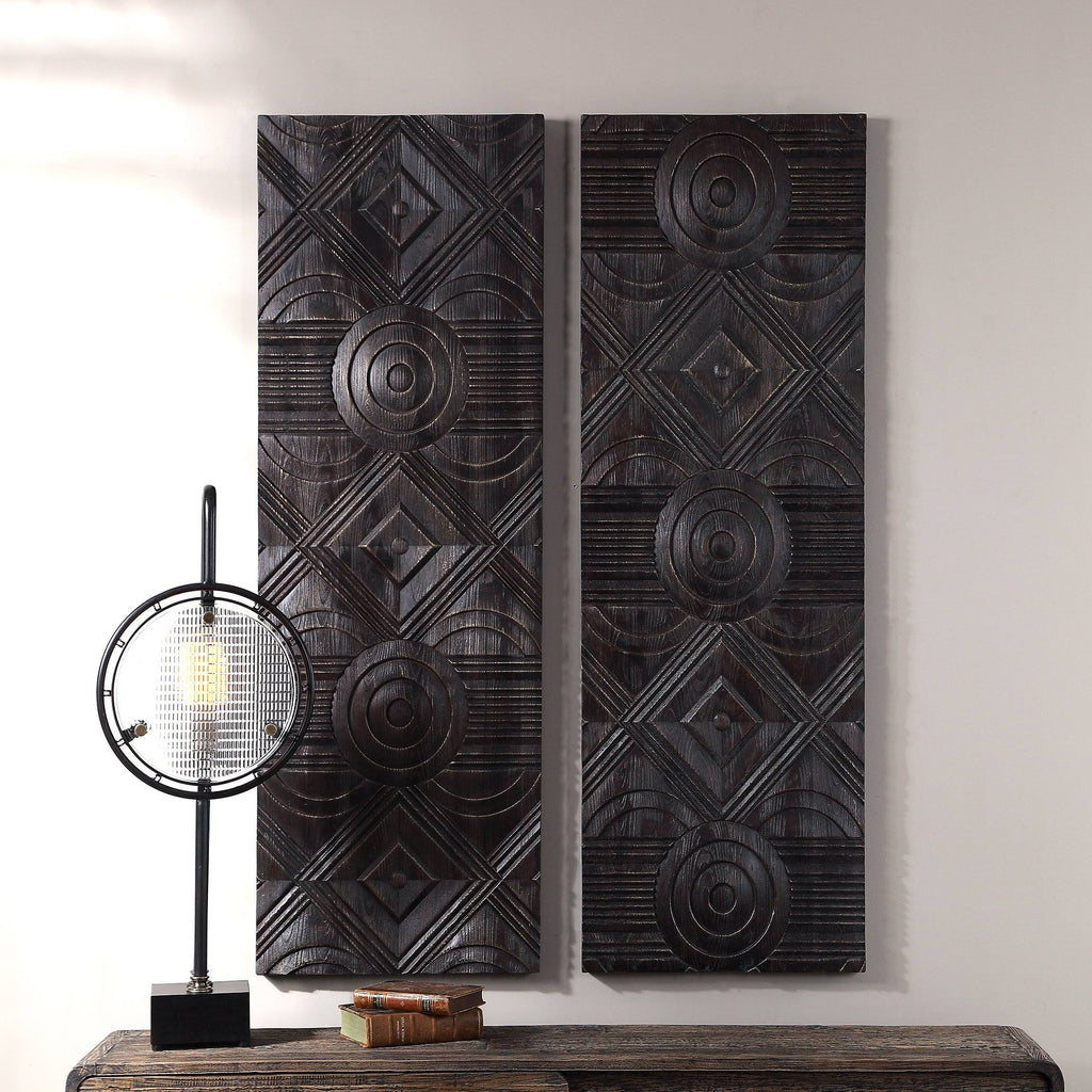 Carved Wood Wall Panels - Set of 2 T670535