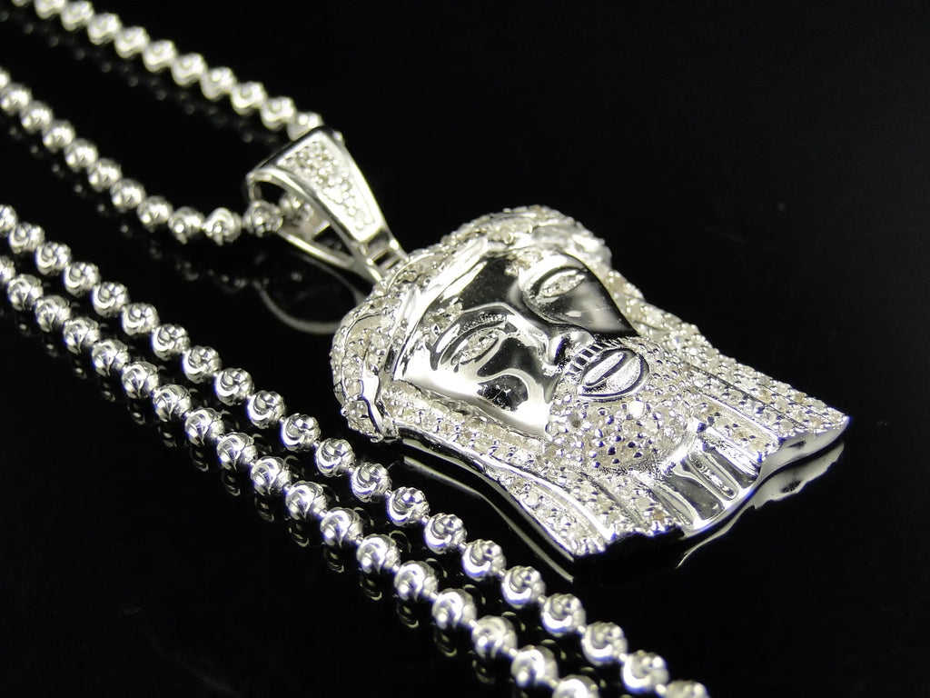 White Gold Finish Jesus Piece Pendant And Chain Z5243