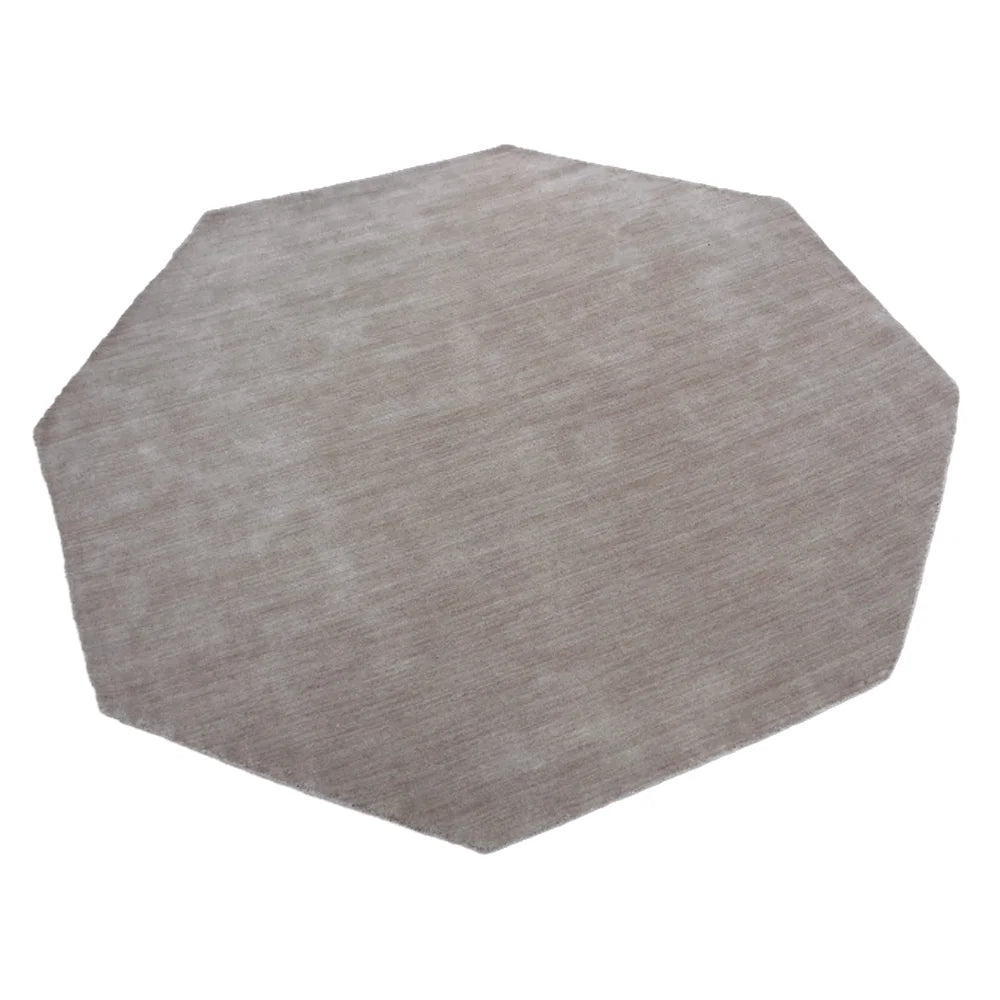 Hand Knotted Wool Area Rug, 8'x8', Octagon, Beige Y95192