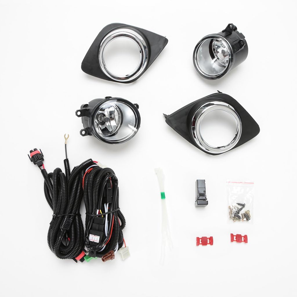 Clear Fog Driving Lights Kit with Bezel Switch Bulbs Pack of 2 I5072