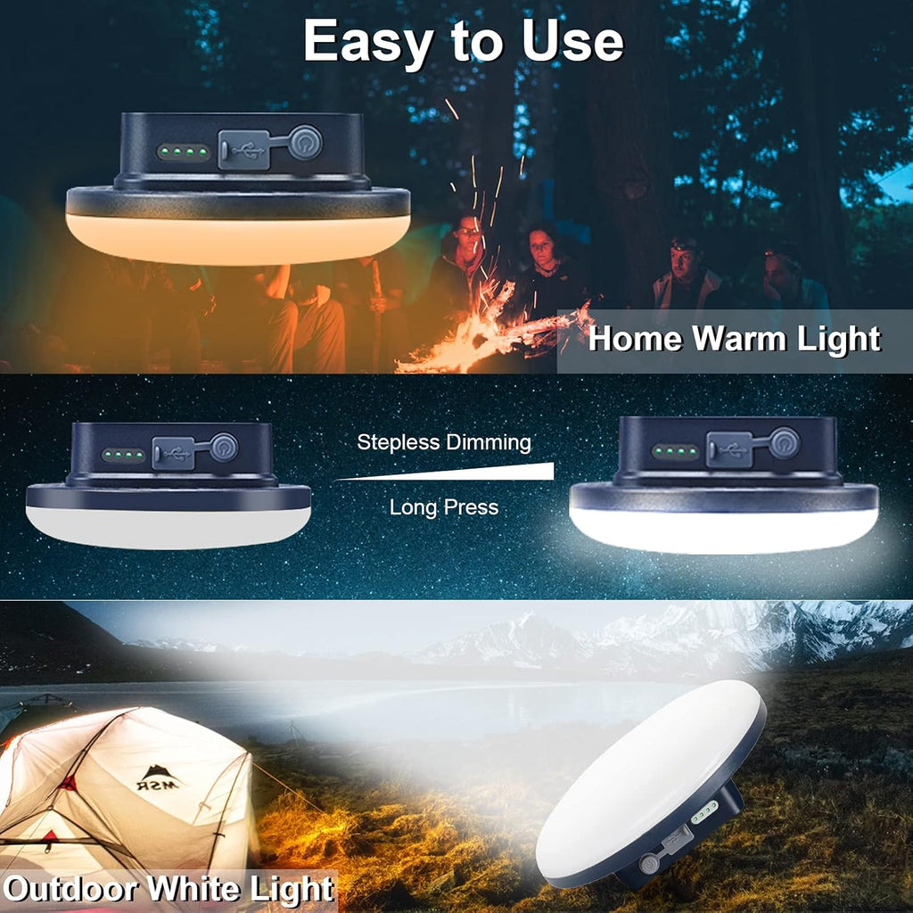 16500mAh 3000LM 60W LED Camping Lantern Rechargeable Light with Magnet Waterproof Pack of 2 E195