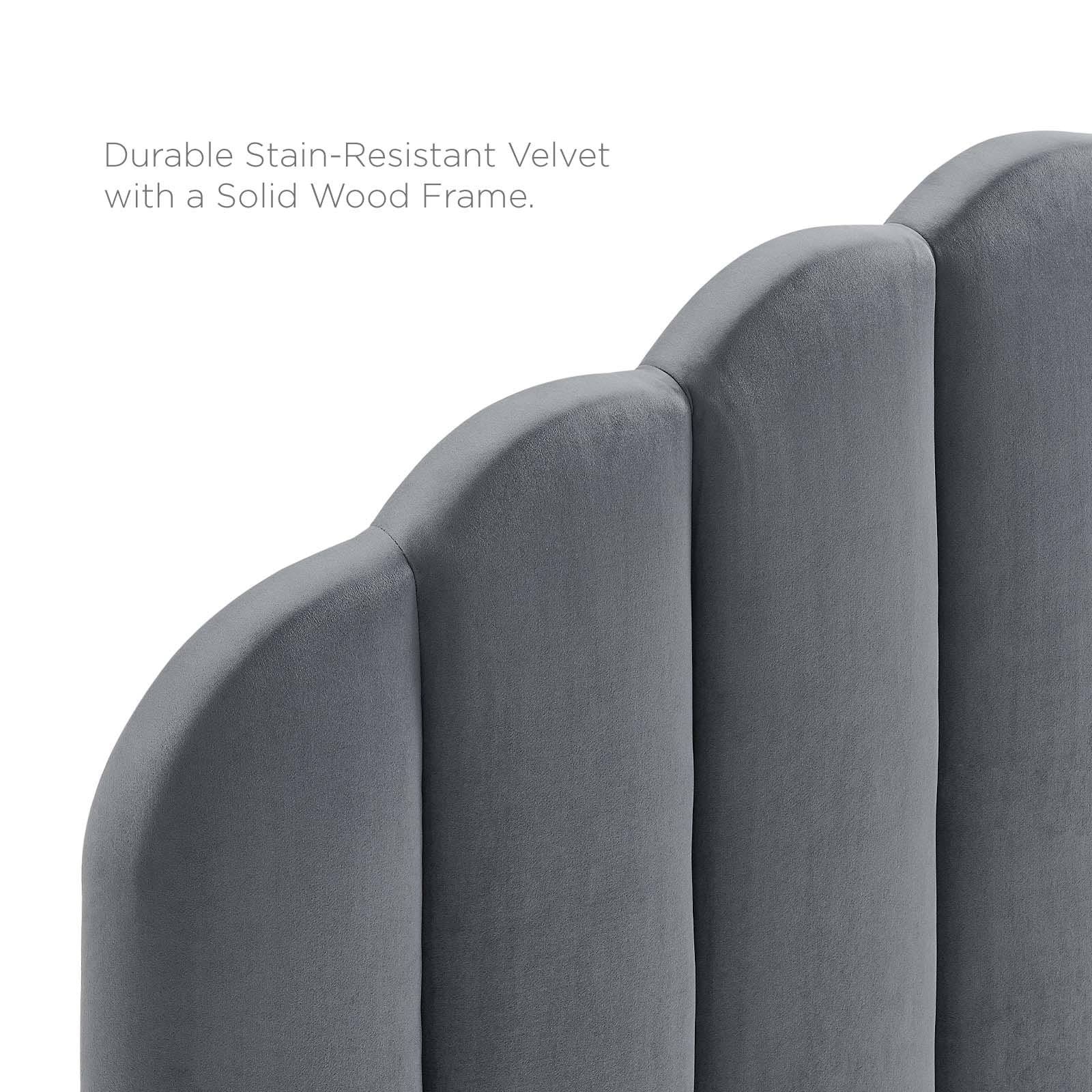 White Velvet King/California King Headboard S218949
