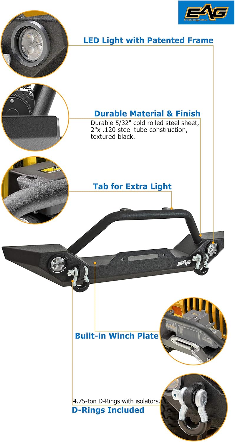 Front Bumper with LED Lights and Rear Bumper with Tire Carrier Combo Z301254