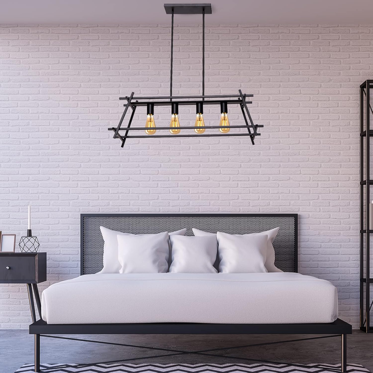 Black Linear Cage Ceiling Light W139068