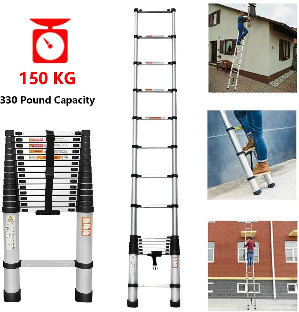 Telescoping Ladder 14FT Aluminum Folding Ladder 330lb Capacity J23904
