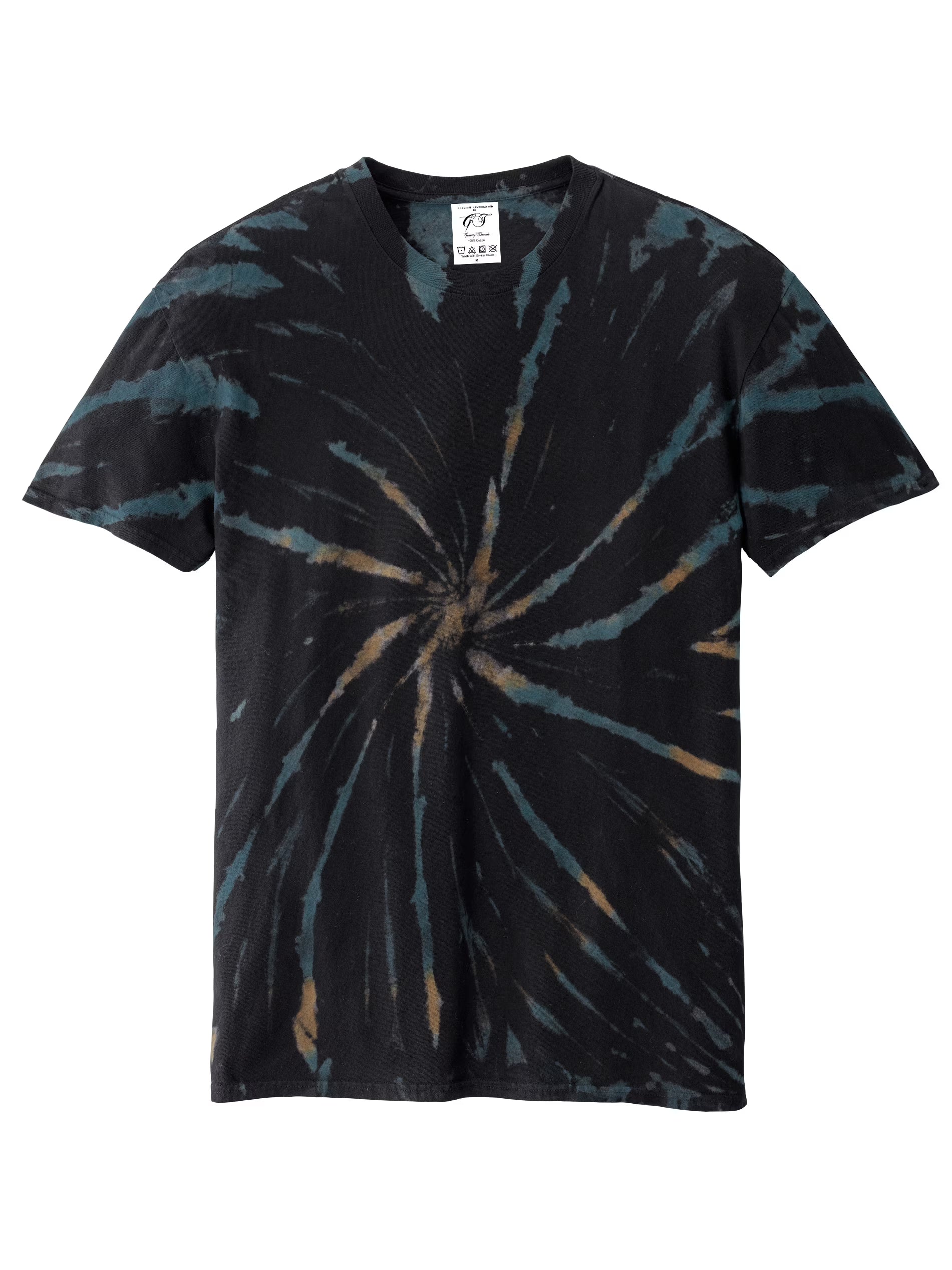 Mens Tie-Dye Short-Sleeve T-Shirt Black Galaxy Spiral 4XL I73096