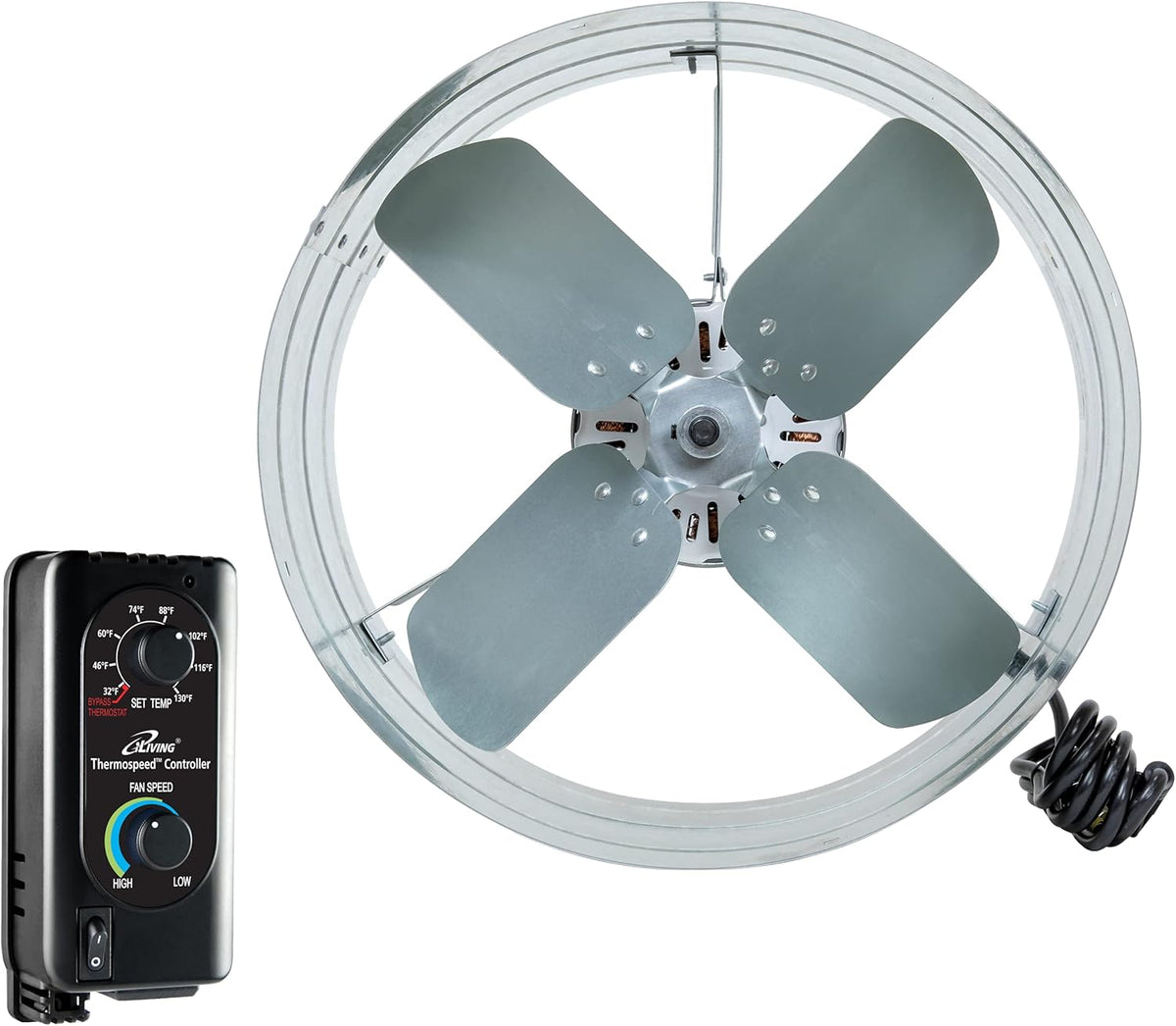 Automatic Gable Mount Attic Ventilator Fan with Adjustable Thermostat, 3.10 Amp, 1220 CFM Pack of 2 B7908