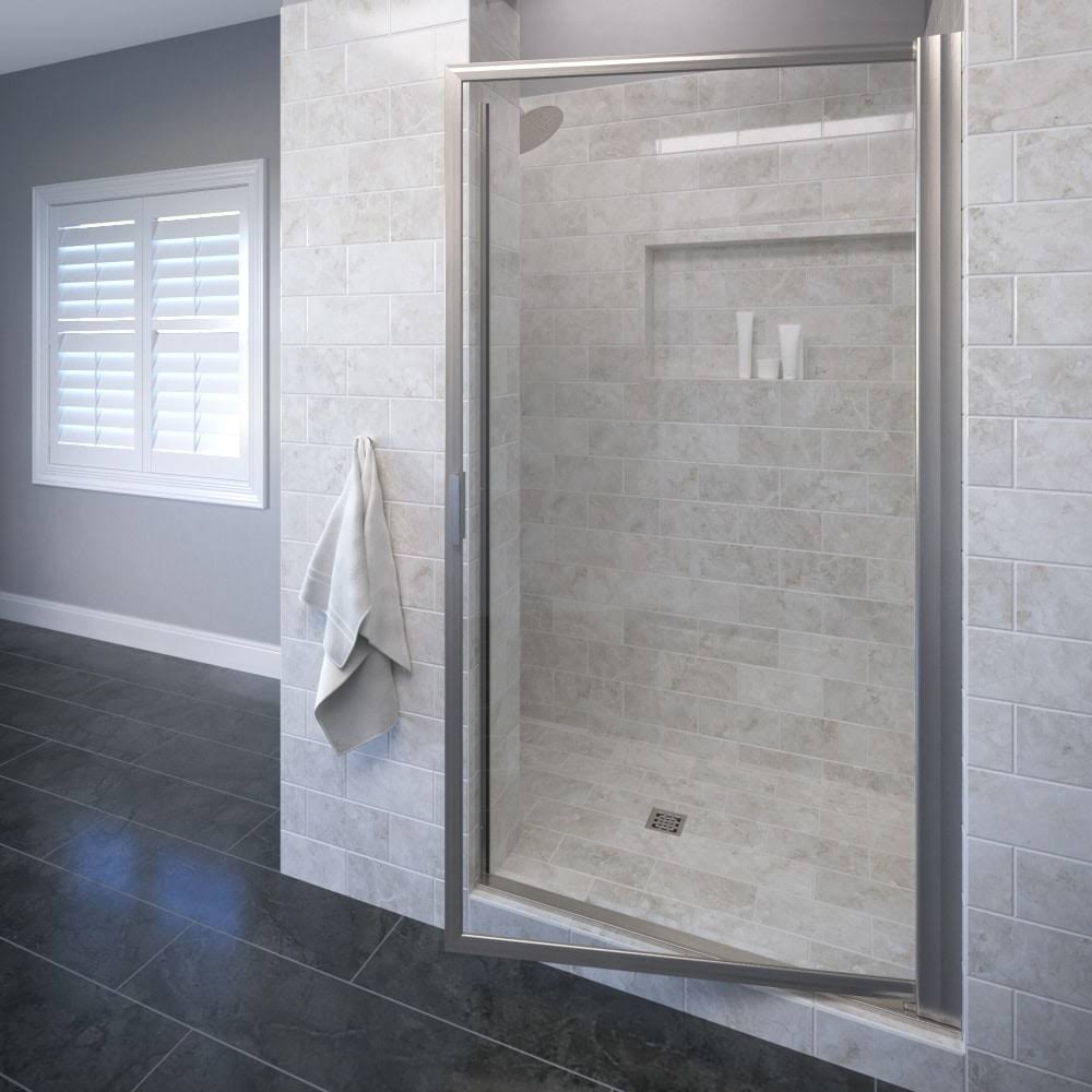Pivot Framed Shower Door with Brushed Nickel V293